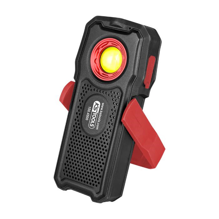 Lampe portative mobile pour atelier, 500 lumens, avec Bluetooth, haut-parleur, pliable Lampe portative mobile pour atelier, 500 lumens, avec Bluetooth, haut-parleur, pliable